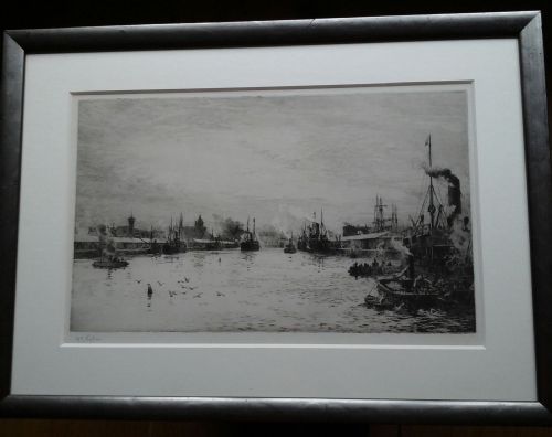 W L Wyllie - The Clyde at Glasgow - Original Signed Etching - circa 1910
