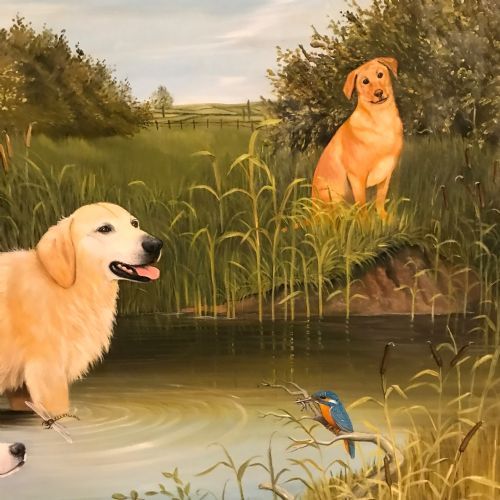DOG PAINTING LABRADOR BORDER COLLIE GOLDEN RETRIEVER OIL ON CANVAS - ADDITIONAL PHOTO 3
