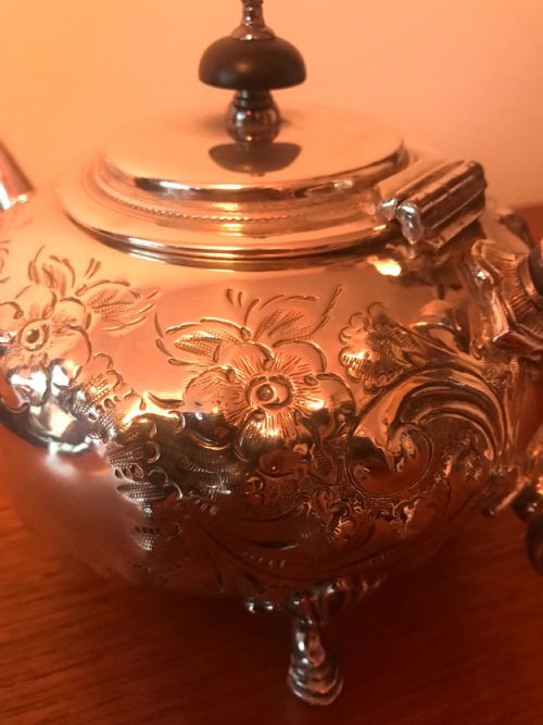 SILVER PLATED 3 PIECE TEA SET HEAVY QUALITY EDWARDIAN 1910 - ADDITIONAL PHOTO 6