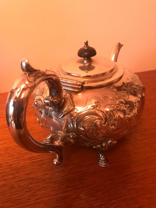 SILVER PLATED 3 PIECE TEA SET HEAVY QUALITY EDWARDIAN 1910 - ADDITIONAL PHOTO 5