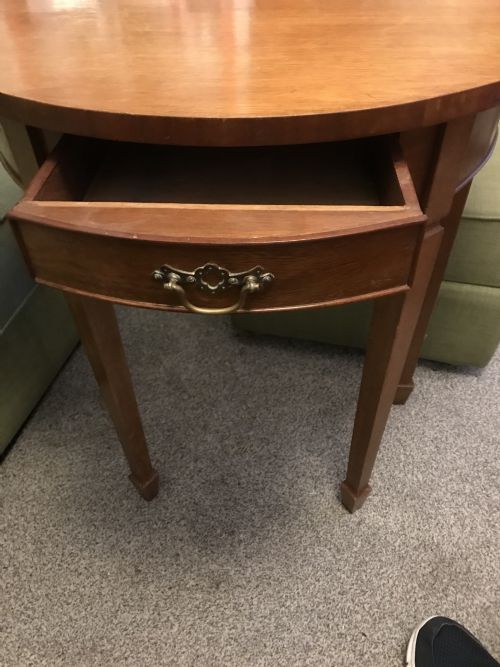 DEMI LUNE SIDE TABLE EDWARDIAN SPADE FEET DRAWER - ADDITIONAL PHOTO 3
