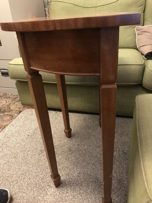 DEMI LUNE SIDE TABLE EDWARDIAN SPADE FEET DRAWER - ADDITIONAL PHOTO 4