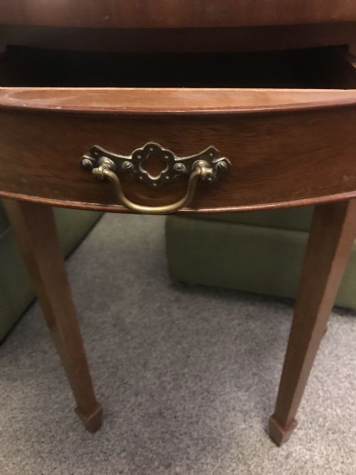 DEMI LUNE SIDE TABLE EDWARDIAN SPADE FEET DRAWER - ADDITIONAL PHOTO 5