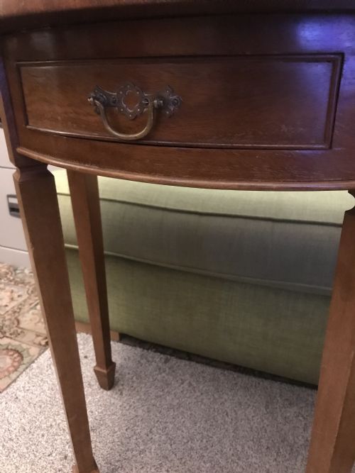 DEMI LUNE SIDE TABLE EDWARDIAN SPADE FEET DRAWER - ADDITIONAL PHOTO 6