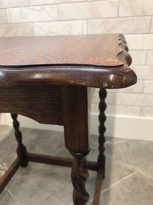 OAK BARLEYTWIST OCCASIONAL TABLE C1920 - ADDITIONAL PHOTO 7
