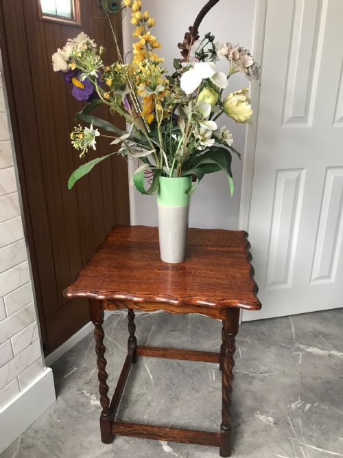 OAK BARLEYTWIST OCCASIONAL TABLE C1920 - ADDITIONAL PHOTO 11