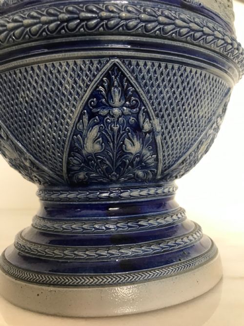 GERMAN WESTERWALD SALT GLAZED STONEWARE PITCHER JUGS COBALT BLUE WITH ROMAN BATTLE SCENES BY MAKER SIMON PETER GERZ - ADDITIONAL PHOTO 12