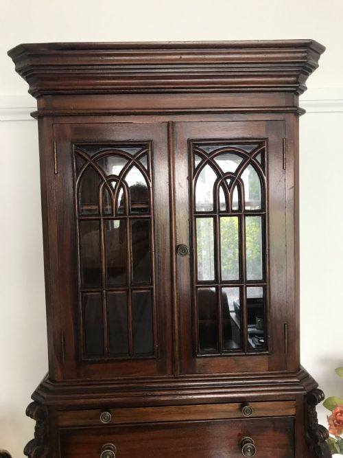 MINIATURE MAHOGANY BUREAU BOOKCASE REDUCED 14 SIZE APPRENTICE FRENCH POLISHED FURNITURE SAMPLE - ADDITIONAL PHOTO 6