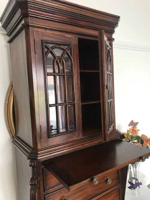 MINIATURE MAHOGANY BUREAU BOOKCASE REDUCED 14 SIZE APPRENTICE FRENCH POLISHED FURNITURE SAMPLE - ADDITIONAL PHOTO 8