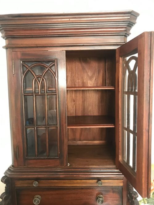MINIATURE MAHOGANY BUREAU BOOKCASE REDUCED 14 SIZE APPRENTICE FRENCH POLISHED FURNITURE SAMPLE - ADDITIONAL PHOTO 9