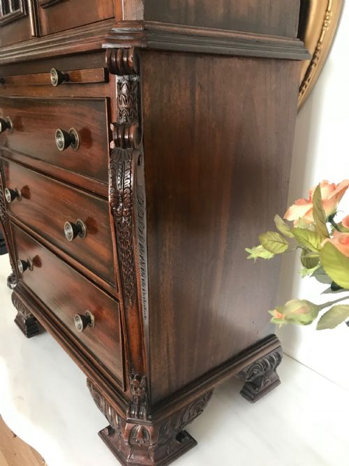 MINIATURE MAHOGANY BUREAU BOOKCASE REDUCED 14 SIZE APPRENTICE FRENCH POLISHED FURNITURE SAMPLE - ADDITIONAL PHOTO 13