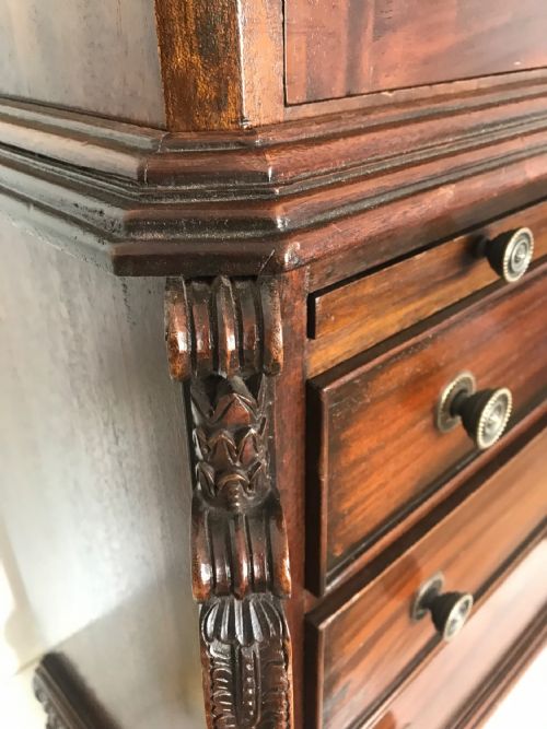 MINIATURE MAHOGANY BUREAU BOOKCASE REDUCED 14 SIZE APPRENTICE FRENCH POLISHED FURNITURE SAMPLE - ADDITIONAL PHOTO 17