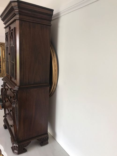 MINIATURE MAHOGANY BUREAU BOOKCASE REDUCED 14 SIZE APPRENTICE FRENCH POLISHED FURNITURE SAMPLE - ADDITIONAL PHOTO 18