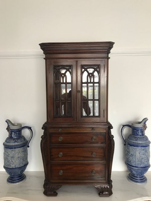 MINIATURE MAHOGANY BUREAU BOOKCASE REDUCED 14 SIZE APPRENTICE FRENCH POLISHED FURNITURE SAMPLE - ADDITIONAL PHOTO 20