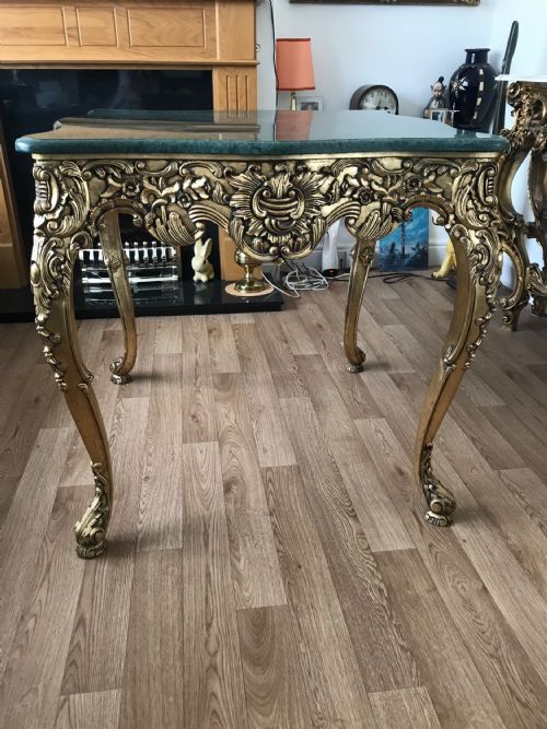 LARGE HEAVY FRENCH GAMES OCCASIONAL TABLE WITH SOLID GREEN MARBLE POLISHED TOP - ADDITIONAL PHOTO 16