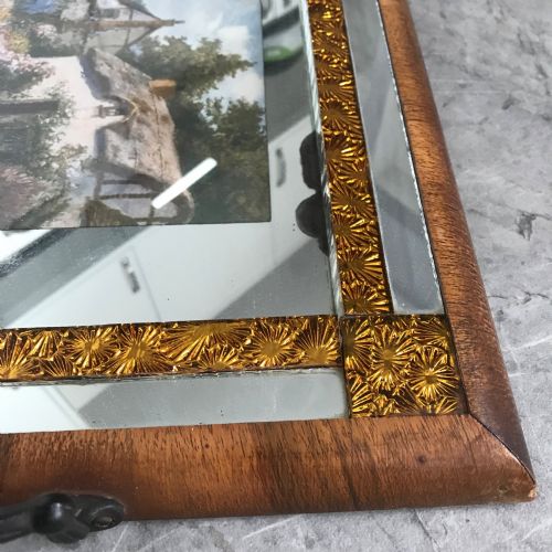 ART DECO MIRRORED GLASS TRAY WITH WALNUT VENEER - ADDITIONAL PHOTO 7