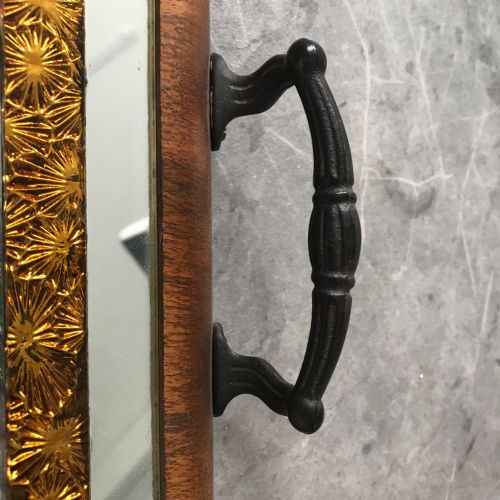 ART DECO MIRRORED GLASS TRAY WITH WALNUT VENEER - ADDITIONAL PHOTO 8