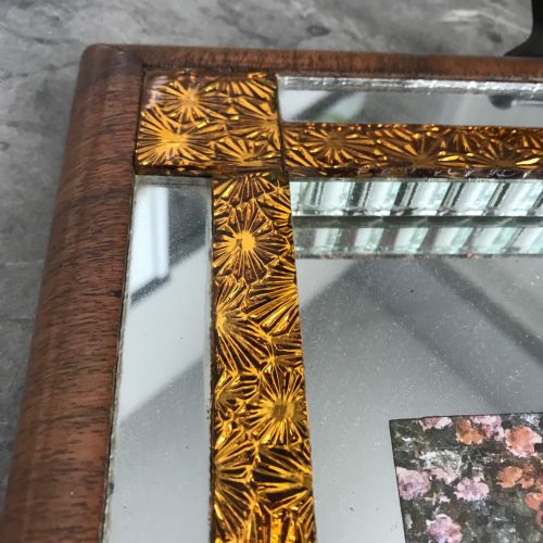 ART DECO MIRRORED GLASS TRAY WITH WALNUT VENEER - ADDITIONAL PHOTO 9