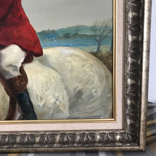 FOX HUNTING EQUESTRIAN OIL PAINTING GREY BAY HUNTER - ADDITIONAL PHOTO 6