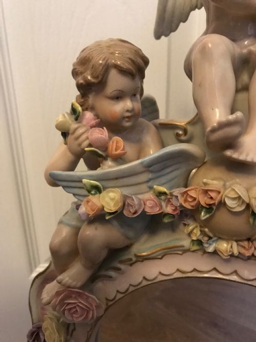 CHERUB PORCELAIN DRESSING TABLE MIRROR WITH FLOWERS CONTINENTAL FACTORY - ADDITIONAL PHOTO 3