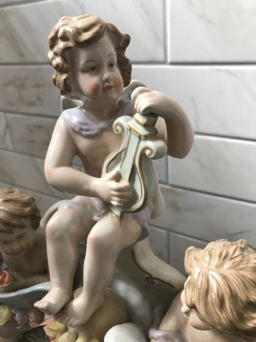 CHERUB PORCELAIN DRESSING TABLE MIRROR WITH FLOWERS CONTINENTAL FACTORY - ADDITIONAL PHOTO 13