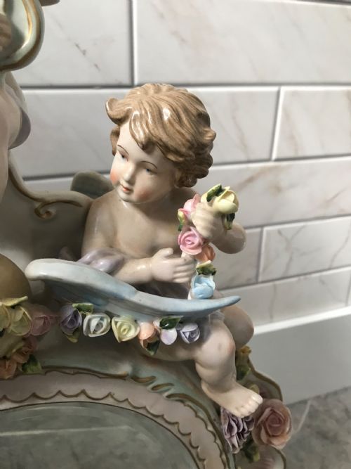 CHERUB PORCELAIN DRESSING TABLE MIRROR WITH FLOWERS CONTINENTAL FACTORY - ADDITIONAL PHOTO 16