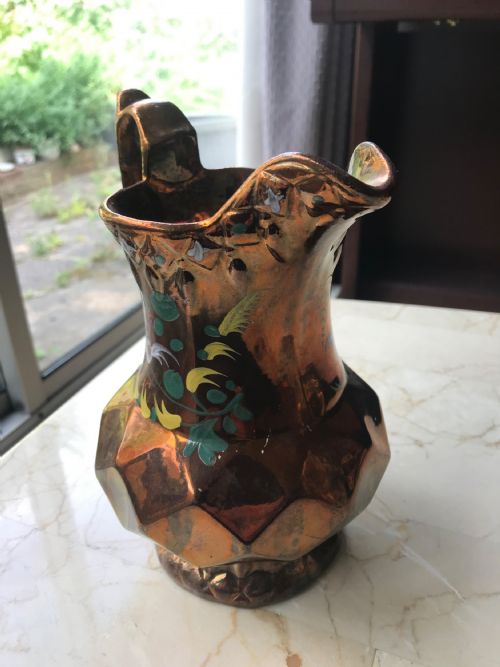 VICTORIAN STAFFORDSHIRE COPPER LUSTRE JUGS CERAMIC PORCELAIN MILK WATER JUGS HAND DECORATED WITH FRUIT - ADDITIONAL PHOTO 11