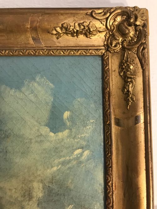 TRUMEAU FRENCH MIRROR WITH SEASCAPE OIL PAINTING OF GALLEONS AT SEA - ADDITIONAL PHOTO 8