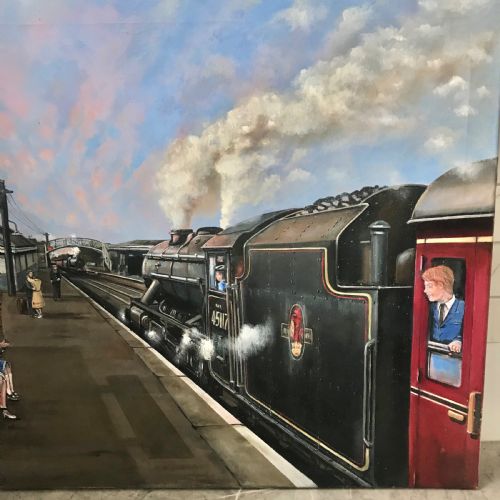 LOCOMOTIVE OIL PAINTING PLATFORM VIEW GRANTOWN ON SPEY WEST RAILWAY STATION - ADDITIONAL PHOTO 2