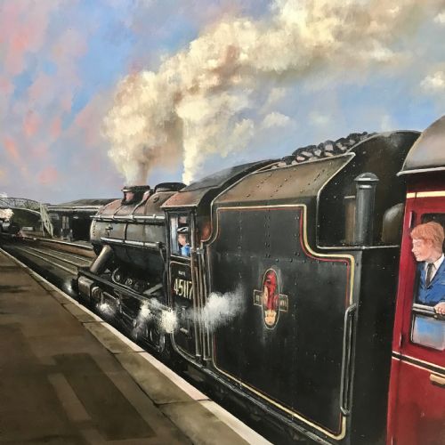 LOCOMOTIVE OIL PAINTING PLATFORM VIEW GRANTOWN ON SPEY WEST RAILWAY STATION - ADDITIONAL PHOTO 5