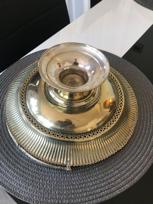 SILVER PLATED NEO CLASSICAL DECORATIVE FRUIT BASKET WITH LOOP HANDLE C1860 - ADDITIONAL PHOTO 4