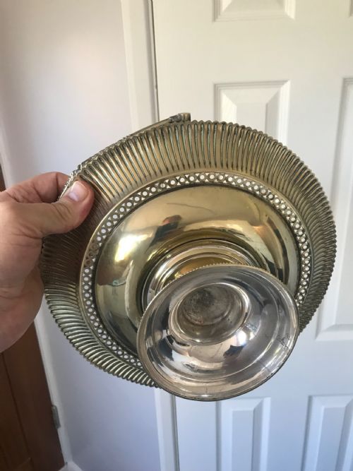 SILVER PLATED NEO CLASSICAL DECORATIVE FRUIT BASKET WITH LOOP HANDLE C1860 - ADDITIONAL PHOTO 5
