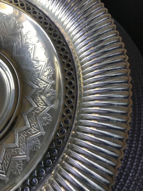 SILVER PLATED NEO CLASSICAL DECORATIVE FRUIT BASKET WITH LOOP HANDLE C1860 - ADDITIONAL PHOTO 9
