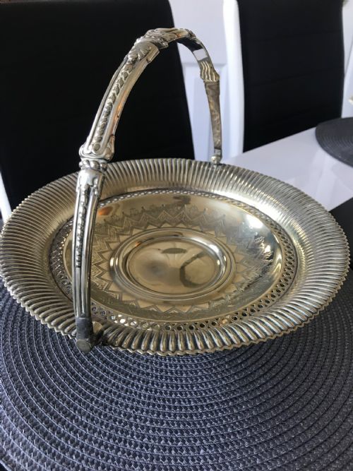 SILVER PLATED NEO CLASSICAL DECORATIVE FRUIT BASKET WITH LOOP HANDLE C1860 - ADDITIONAL PHOTO 10