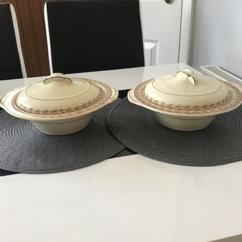 PAIR WOODS IVORY WARE LIDDED VEGETABLE TUREEN SERVING DISHES - ADDITIONAL PHOTO 8