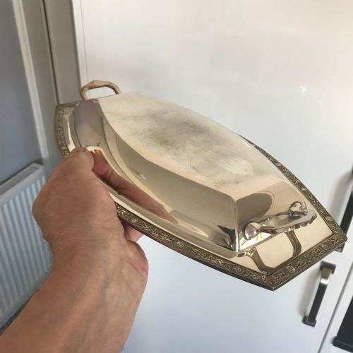 SHEFFIELD PLATE BOAT SHAPED VEGETABLE TUREEN WITH HANDLES - ADDITIONAL PHOTO 9