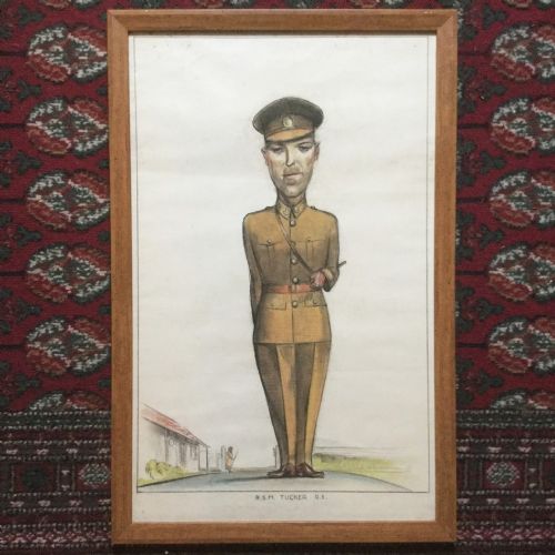 WARTIME PASTEL GOUACHE SKETCH ARMY OFFICER RSMTUCKER ROYAL ENGINEERS REGIMENT PORTRAIT PAINTINGS