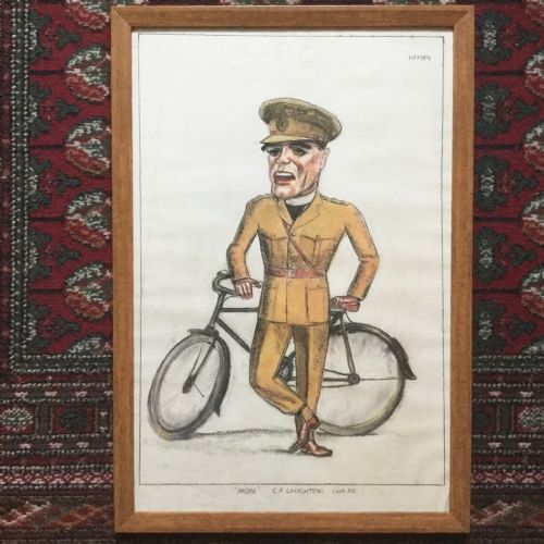 WARTIME PASTEL GOUACHE PORTRAIT SKETCH ARMY OFFICER DRAWING OF PADRE CFLAUGHTON CAPTAIN ROYAL ENGINEERS PAINTINGS