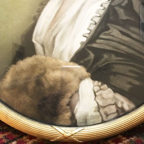 LARGE OVAL GLAZED PORTRAIT PRINT OF YOUNG LADY WEARING BONNET AFTER ORIGINAL 19TH OIL PAINTING - ADDITIONAL PHOTO 4