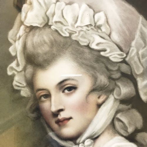 LARGE OVAL GLAZED PORTRAIT PRINT OF YOUNG LADY WEARING BONNET AFTER ORIGINAL 19TH OIL PAINTING - ADDITIONAL PHOTO 6