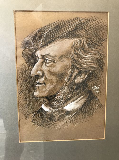 PORTRAIT DRAWING MUSIC COMPOSER RICHARD WAGNER 18131883 GERMAN PEN INK GOUACHE PAINTINGS - ADDITIONAL PHOTO 6