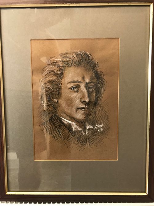PORTRAIT DRAWING MUSIC COMPOSER FRDRIC CHOPIN 18101849 POLISH PEN INK WASH GOUACHE PAINTING - ADDITIONAL PHOTO 4
