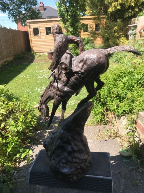 BRONZE AFTER FREDERIC REMINGTON SCULPTURE THE MOUNTAIN MAN - ADDITIONAL PHOTO 2