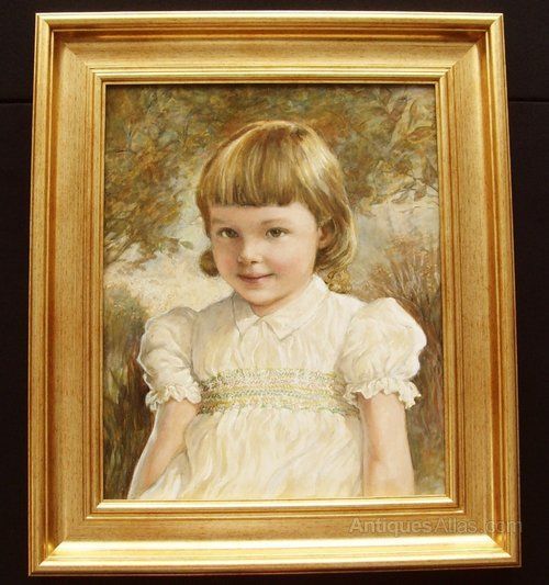 Kathleen Winifred Molesworth Aged 3 Born Salem Madras India 1896 19th Oil Portrait Paintings