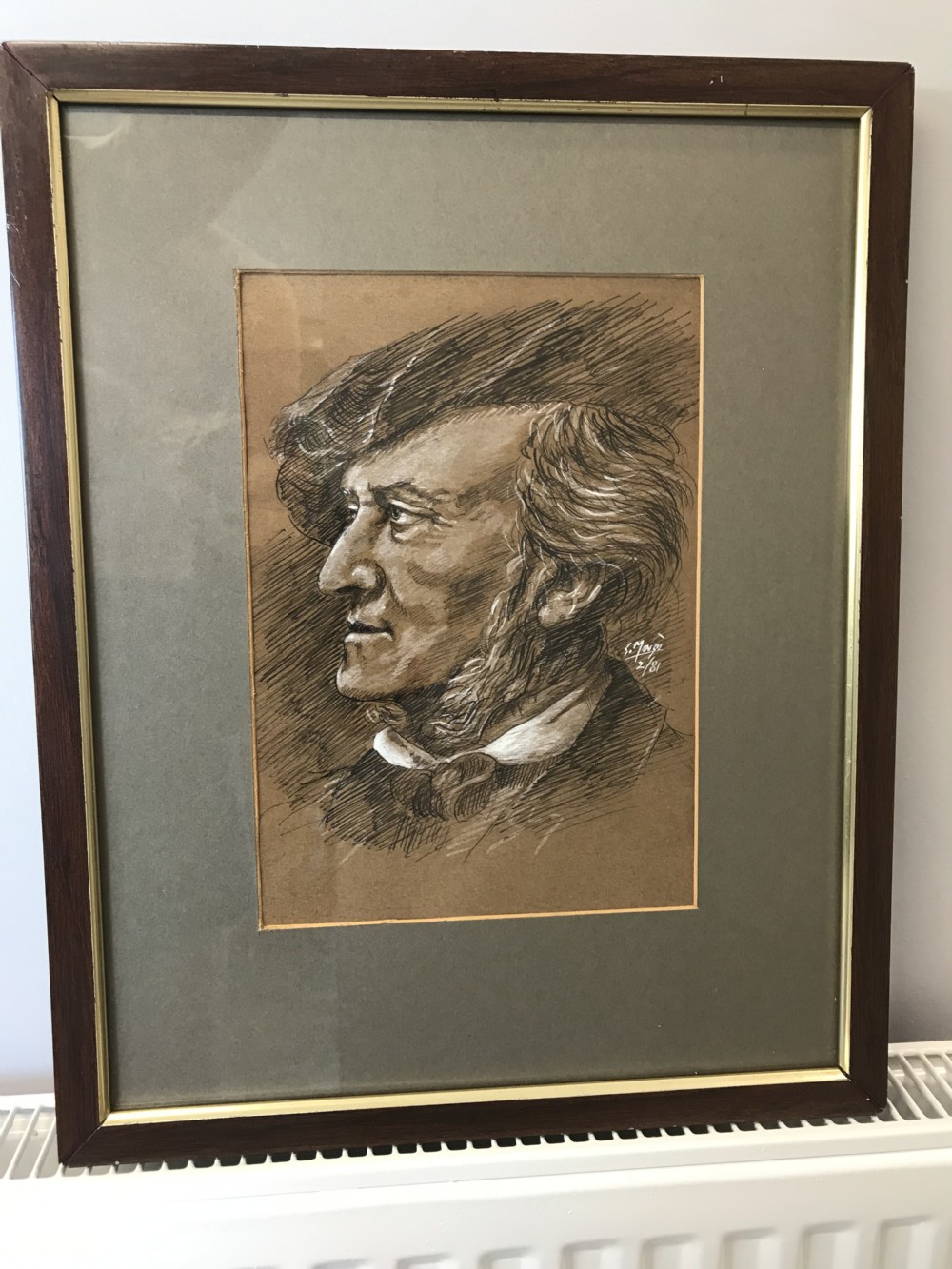 Portrait Drawing Music Composer Richard Wagner (1813–1883 German ) Pen Ink & Gouache Paintings View VI