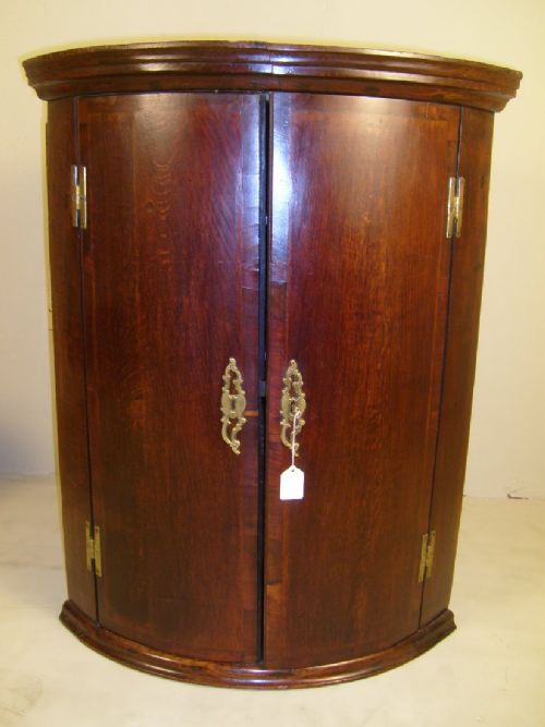 Oak Bow Fronted Corner Cupboard