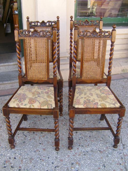 Set of Four Oak Barley Twist Chairs