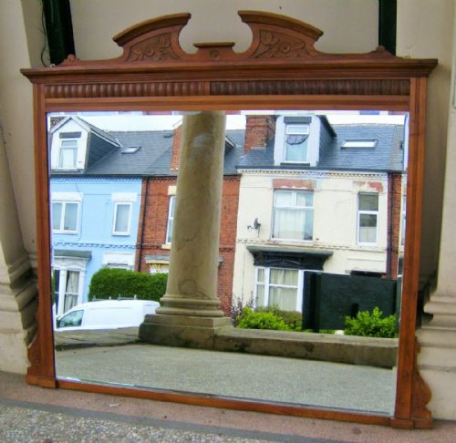 Edwardian Walnut Overmantle/mirror