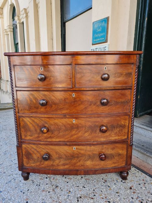 Antique  Mahogany Bow Fronted Chest of Drawers