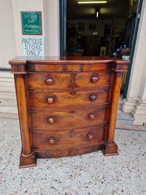 Antique Mahogany Bow Fronted  Chest of Drawers